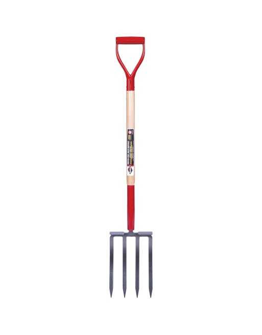 GARANT G411D  Pro™ Spading Fork - 4 tines, Wood, 33" Long, 11" Tines, 11" x 7.5" Blade - [ Shop Canadian Seeds Online ]  - Garan