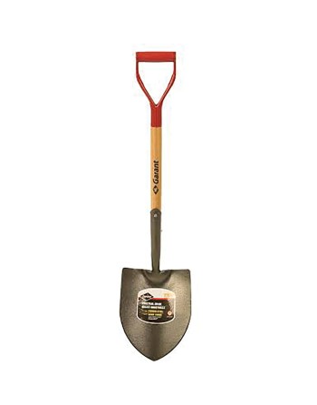 GARANT GFR2D Round-Point Shovel Blade Size: 9-1/8" Blade Material: Forged Steel Handle Material: Wood Handle Type: D-Grip - [ Ga