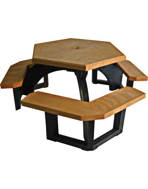 PLASTIC RECYCLING  Recycled Plastic Hexagon Picnic Tables, 78" L x 78" W, Cedar - [ Seed2Go.ca ] - [Seed Packets] - Outdoor Furn