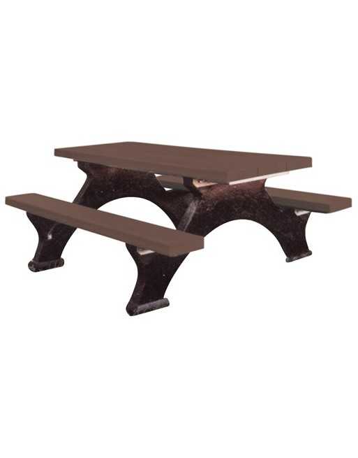 PLASTIC RECYCLING  Recycled Plastic Picnic Tables, 6' L x 62-1/4" W, Brown - [ Seed2Go.ca ] - [Seed Packets] - Outdoor Furniture