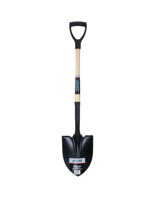 Round Point Shovel, Tempered Steel Blade, Hardwood, D-Grip Overall Length: 40" - 1