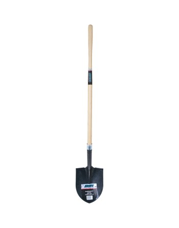 Heavy-Duty Round Point Shovel, Carbon Steel Blade, Hardwood,  Length: 48" - 1