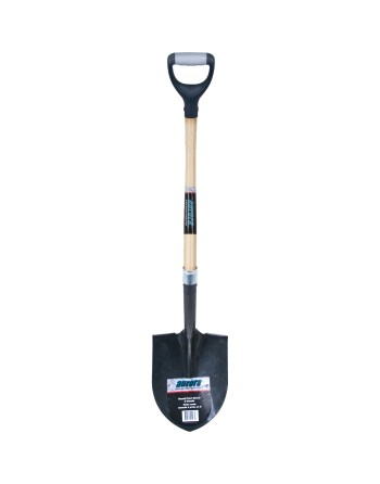 Heavy-Duty Round Point Shovel, Carbon Steel Blade, Hardwood, D-Grip Length: 41" Gauge No.: 12 - 1