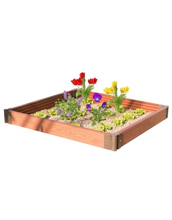 Wood- Look Raised Outdoor Garden Bed Flower Planter Box, Small, Set of 4 - 1