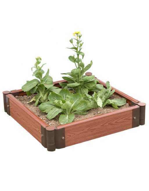Wood-Look Raised Outdoor Garden Bed Flower Planter Box, Small, Set of 4 - 1