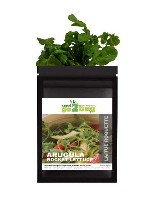 Garden Bag™, Black, Arugula Rocket Lettuce - [ Shop Canadian Seeds Online ]  - Seed2Go Vegetable & Herb Garden Bag™ - 