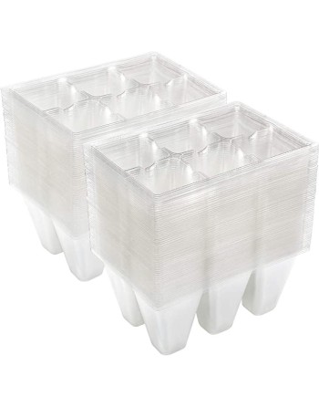 INTELLIGROW Transparent Seedling Start Trays, 720 Cells, 6-Cell Per Tray, 24 Pack of 6 - [ Seed2Go - Canada ] - SEEDTRAY6 - Seed
