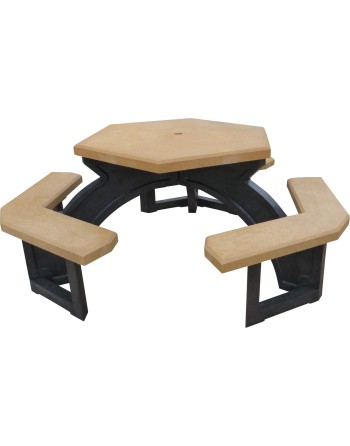 PLASTIC RECYCLING  Recycled Plastic Hexagon Picnic Tables, 78" L x 78" W, Cedar - [ Seed2Go.ca ] - [Seed Packets] - Outdoor Furn