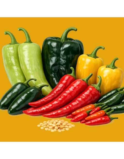 Mild To Hot Pepper Mix, Anaheim, Poblano, Santa Fe, Cayenne, Jalepeno, Serrano, Tabasco Pepper Seeds - [ Shop Canadian Seeds Onl